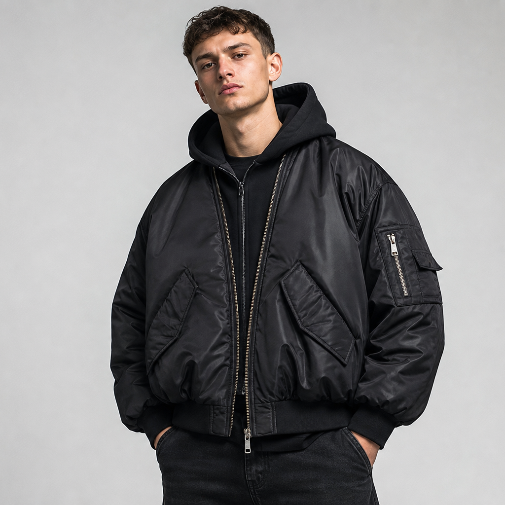 Hooded Flight Jacket Padded Coat